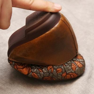 National Style Slip-On Round Toe Cowhide Casual Shoes