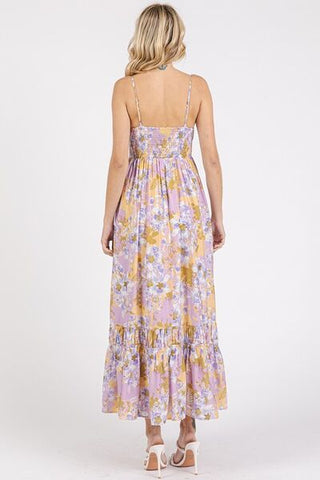 Floral Ruffled Hem Summer Maxi Cami Dress