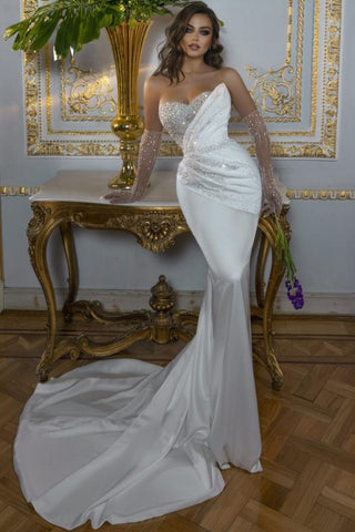 Bmbridal Sweetheart Mermaid Wedding Dress Sweetheart With Beads