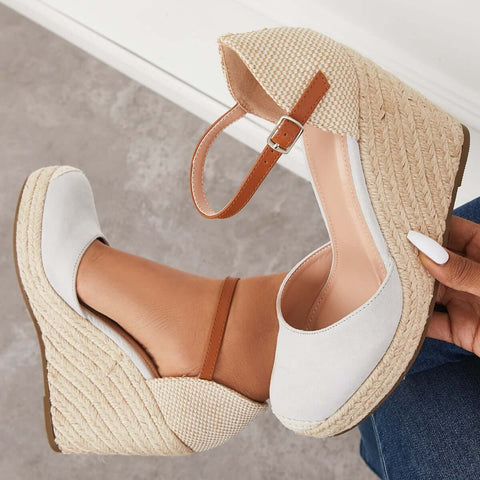 Closed Toe Espadrilles Wedges Platform Ankle Strap Dress Sandals