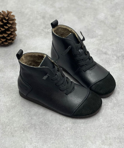 Coffee Boots Cowhide Leather Stylish Cross Strap Shelsea Boots