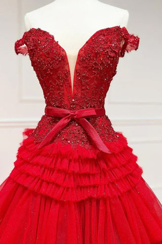 A Line Off the Shoulder Light Pink Long Prom Dress with Ruffles