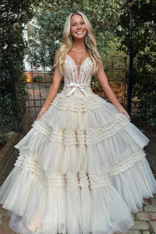 A Line Off the Shoulder Light Pink Long Prom Dress with Ruffles