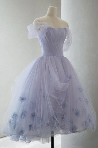 Tulle Short A-Line Prom Dress Cute Off the Shoulder Party Dress