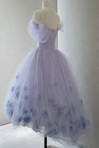 Tulle Short A-Line Prom Dress Cute Off the Shoulder Party Dress