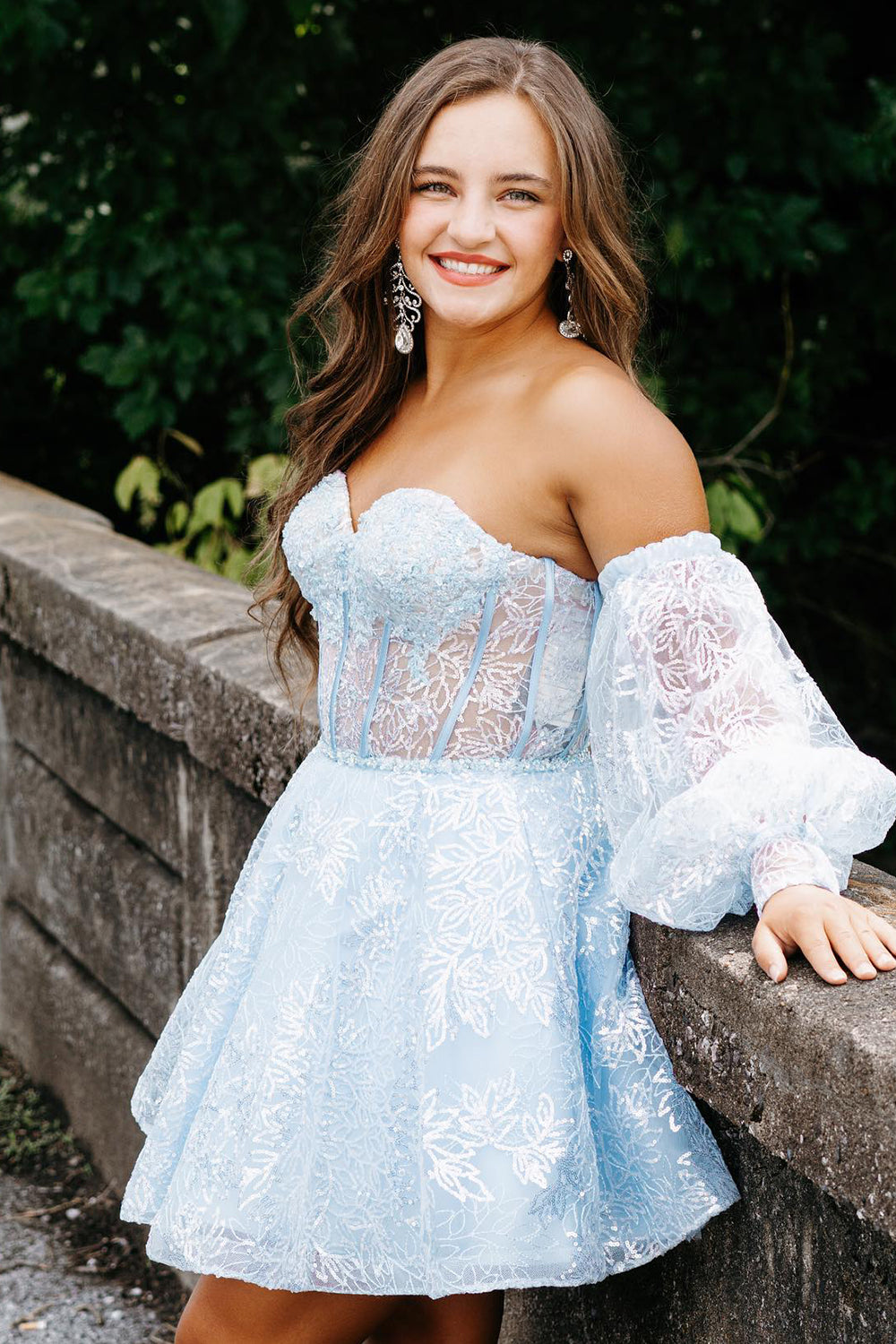 A Line Sweetheart Black Short Homecoming Dress with Long Sleeves