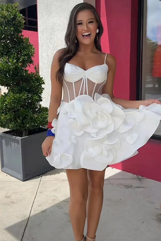 Yellow Strapless A-Line Corset Short Homecoming Dress With 3D Flowers