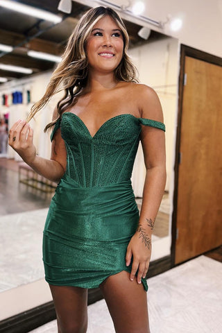 Lilac Off The Shoulder Bodycon Homecoming Dress with Beading