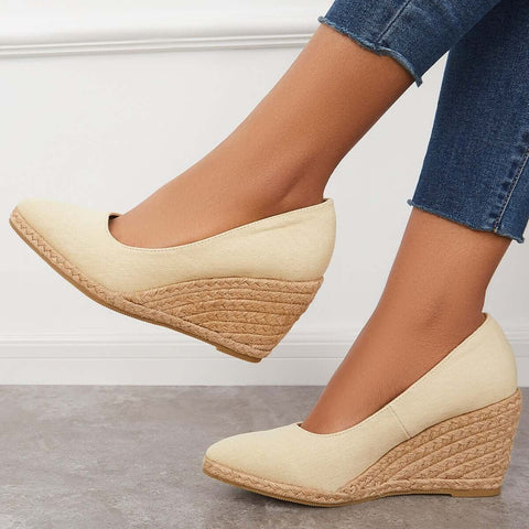 Platform Espadrilles Wedge Sandals Closed Toe Slip on Pumps