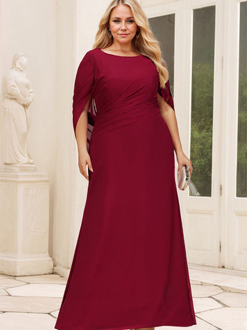 Trompete/Meerjungfrau U-Boot-Ausschnitt Bodenlang Chiffon Mutter der Braut Kleid Mit Plissee