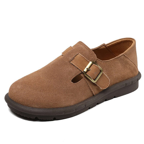 Women Retro Nubuck Leather Flat Casual Shoes