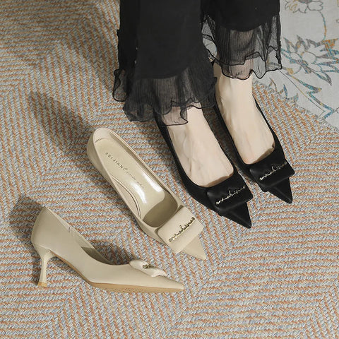French high heels women's pointed thin heels fashionable shallow cut single shoes commuting work shoes