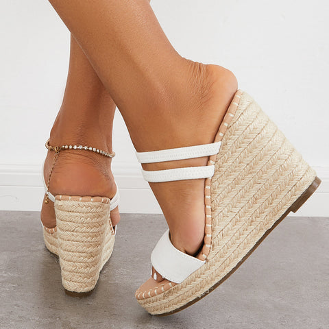 Espadrille Wedge Platform Sandals Open Toe Strappy Summer Slides