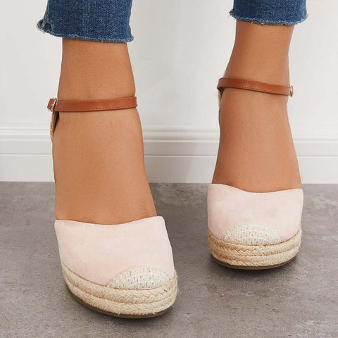 Closed Toe Espadrilles Wedges Platform Ankle Strap Dress Sandals