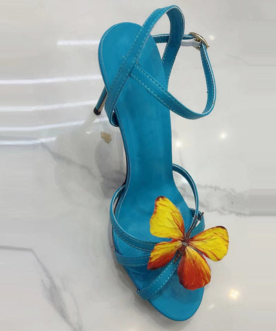 Grün High Heels Rindsleder Sandalen Mode Spleißen Schmetterling