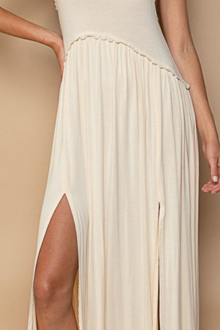 Sleeveless Back Zipper White Maxi Beach Dress