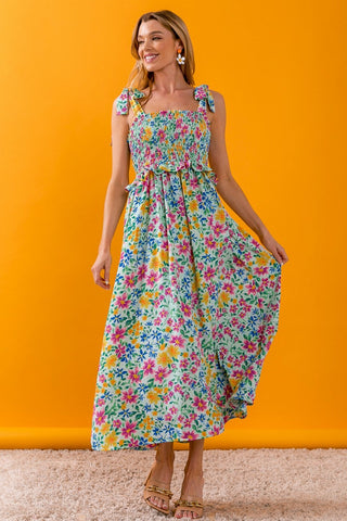 Floral Ruffle Trim Summer Cami Dress