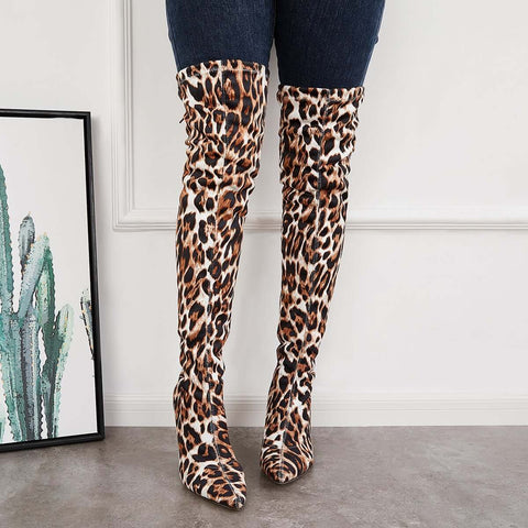 Stretchy Over The Knee Boots Pointed Toe Stiletto Heel Boots