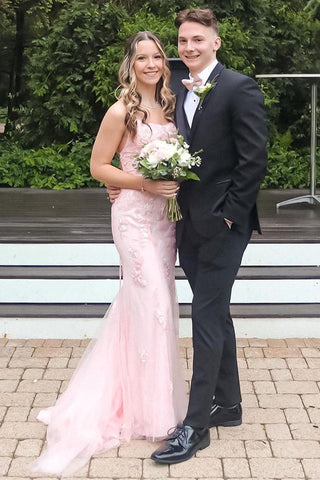 Straps Mermaid Long Prom Dress with Appliques