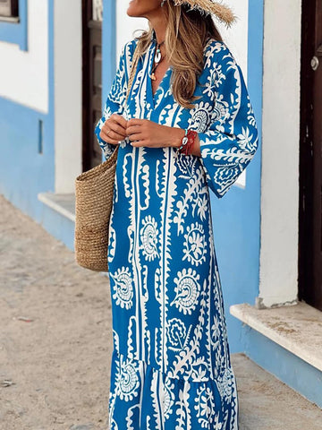 Maxi-Strandkleid mit halben Ärmeln