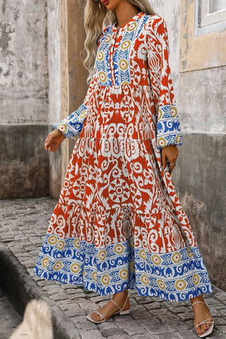 Langärmliges Boho-Maxikleid