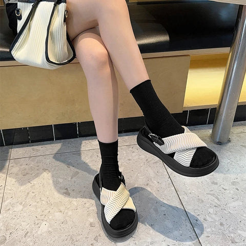 Designer Summer Open Toe Women Sandals Fashion Soft Sole Platform Flats Shoes Outdoor Casual Office Lady Sandalias