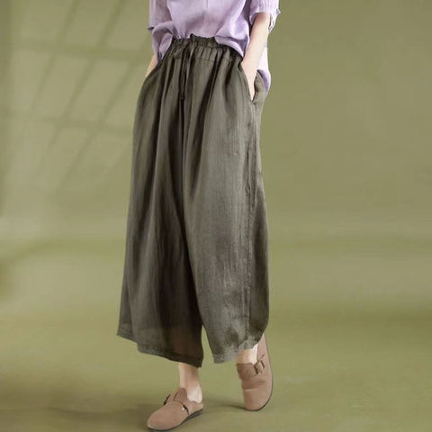 Women Summer Thin Linen Casual Wide Leg Pants
