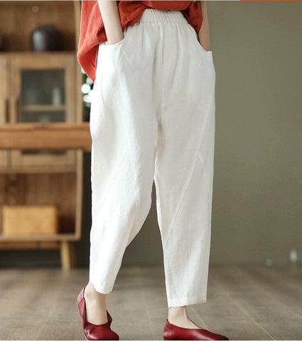 Women Minimalist Casual Loose Linen Pants
