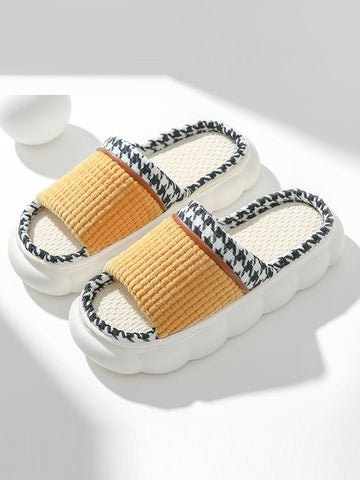 Fashion Spring Spliced Couple Indoor Platform Slippers