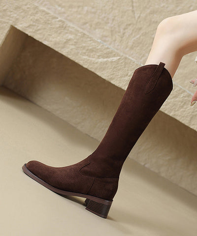 Boutique Splicing Plus Size Chunky Boots Black Suede