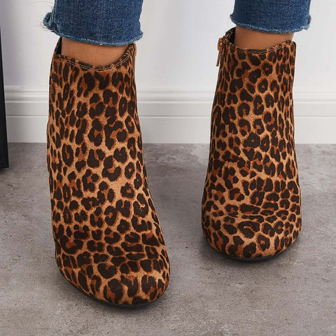 Cutout Ankle Wedge Booties V-cut Stacked Heel Boots