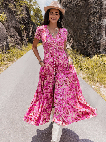 Long Floral Summer Vacation Dress