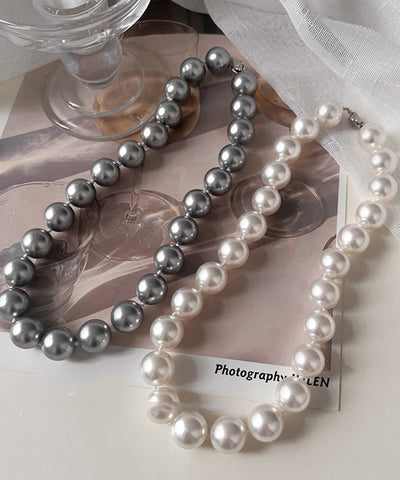 Chic Grey Pearl Original Design Collar Necklace