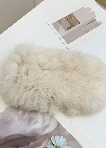 Art Beige Fuzzy Fur Flauschige Leder- und Pelzmütze