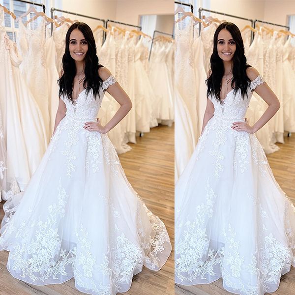 Bmbridal Off-the-Shoulder Wedding Dress White White Princess Long
