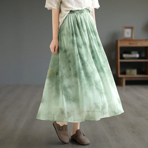 Summer Retro Print Casual A-Line Skirt