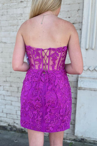Sheath Sweetheart Light Purple Corset Homecoming Dress with Appliques