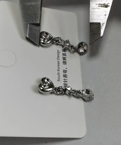 Light Luxury Heart-Shaped Rhinestone Stud Earrings