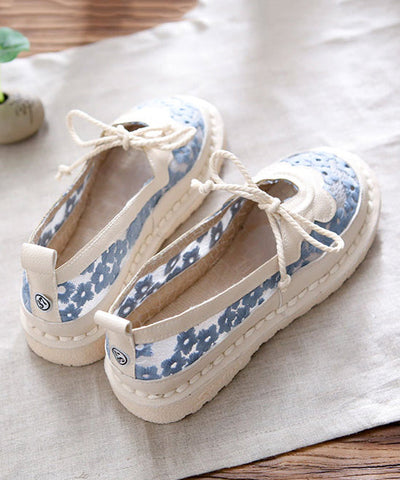Beige Flache Füße Schuhe Spleißen Lace Up Aushöhlen Stickerei