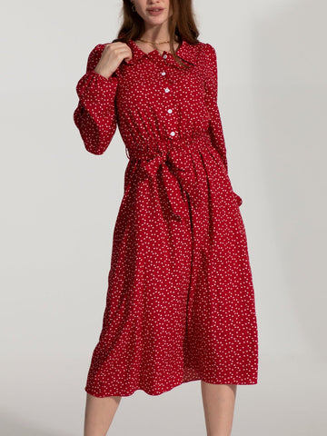 Midi-Hemdkleid mit Taillenschnürung