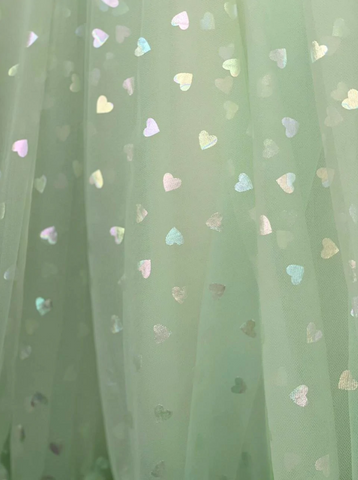 Corset Glitter Hearts Above Knee Length Tulle Dress