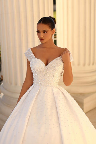 Ballkleid Brautkleid Satin Off-the-Shoulder