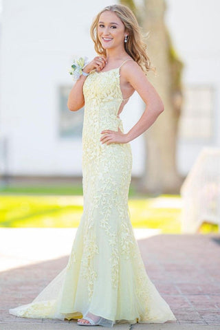 Lace Mermaid Backless Prom Formal Dress