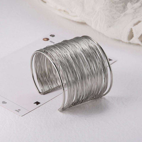 2022New Boho Wide Line Cuff Open Bracelet Punk Cool Psycho Shiny Ring Bracelet Ladies Adjustable Wrist Accessories Girls Jewelry
