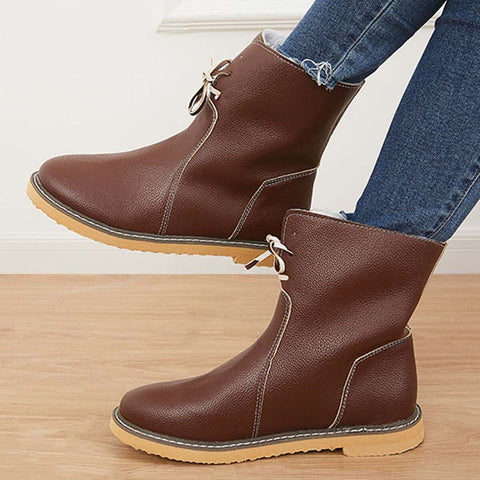 Warm Cotton Lined Snow Ankle Boots Wide Width Flat Booties