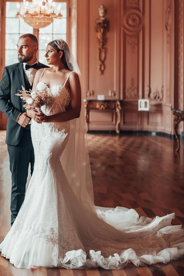 Bmbridal Spaghetti-Straps Sweetheart Wedding Dress Lace Mermaid Sleeveless