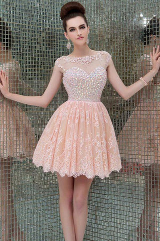 High Neck Beaded Homecoming Dresses, Short Prom Dress, Graduation Dress