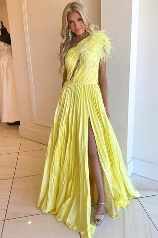 A-Linien-Ballkleid aus Taft mit Plissierung und One-Shoulder-Träger