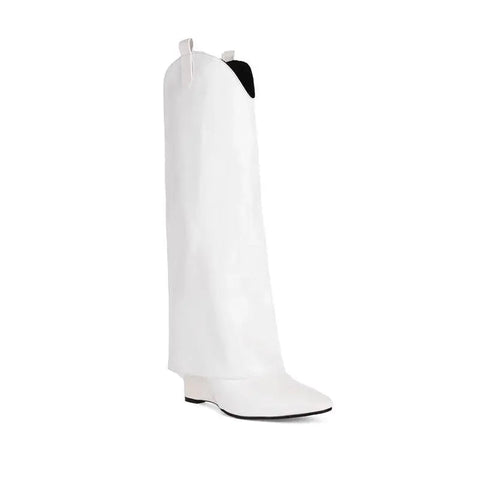 - Lackleder Weiße Kniehohe Stiefel Damen Keilabsatz Slip On Schwarz Rot Lange Stiefel Hosen Design Hosen Schuhe Große Größe 45