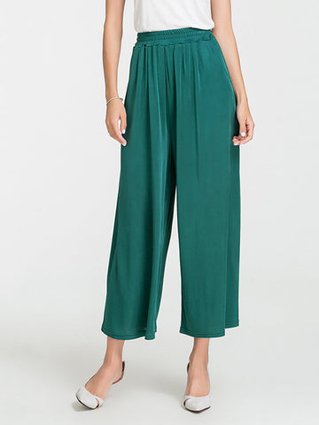 Women Summer Solid Casual Thin Wide-leg Pants